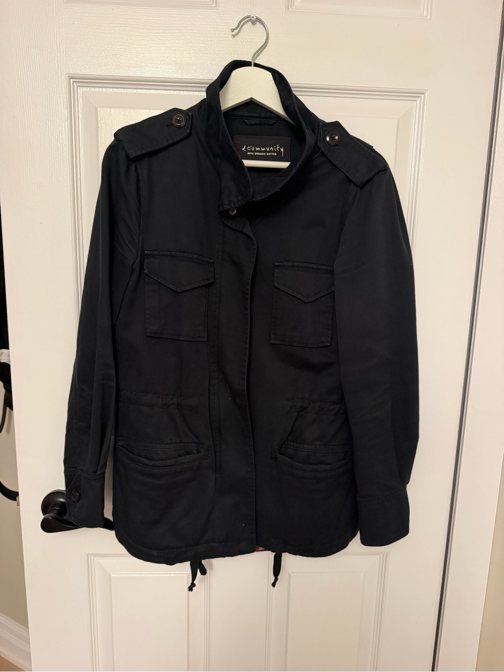 Black Women’s Utility Jacket with Epaulettes